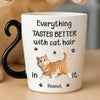 Custom 12oz Cat Handle Ceramic Mug - Personalized Birthday Gifts For Cat Lovers, Cat Mom And Dad - Happiness Is Covered In Cat Hair