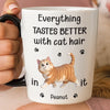 Custom 12oz Cat Handle Ceramic Mug - Personalized Birthday Gifts For Cat Lovers, Cat Mom And Dad - Happiness Is Covered In Cat Hair
