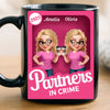 Custom Black Mug - Personalized Best Friend Birthday Gifts For Women, Besties, Sisters, BFF - Partners In Crime