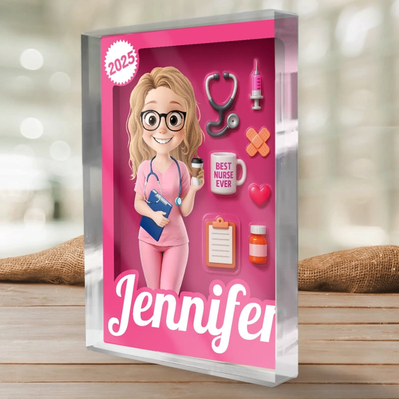 Custom Rectangle Shaped Acrylic Plaque - Personalized Birthday Gifts For Nurse - Best Nurse Ever