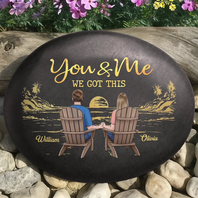 Custom Name Sunset Couple Gifts - Personalized UV Printed Rock