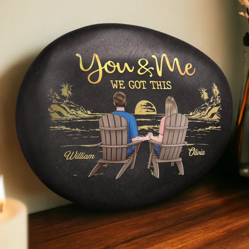 Custom Name Sunset Couple Gifts - Personalized UV Printed Rock
