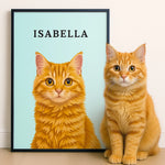 Custom Cat Portrait Name Gifts for Cat Lovers - Personalized Poster