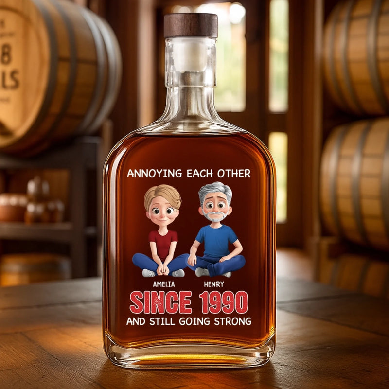 Custom Funny Couple Gifts - Personalized Round Whiskey Bottle