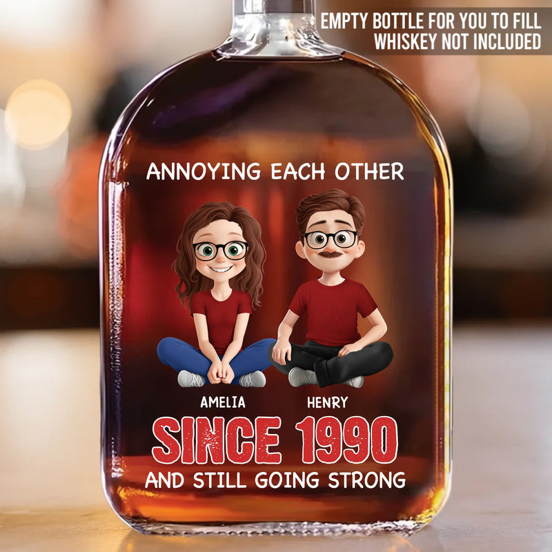 Custom Funny Couple Gifts - Personalized Round Whiskey Bottle