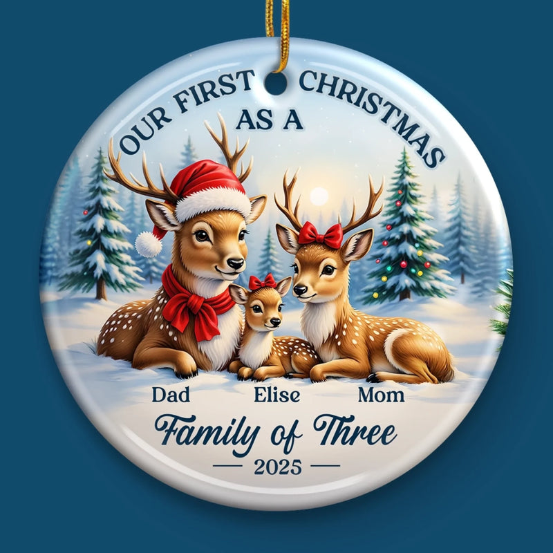 Custom Name First Christmas Family Gifts - Personalized Ceramic Ornament