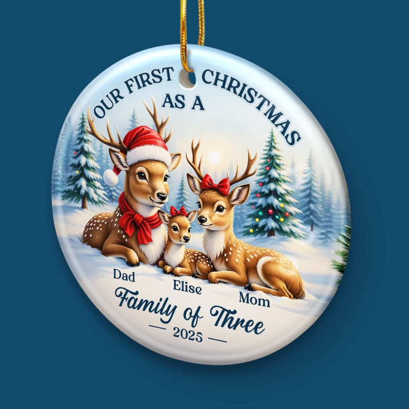 Custom Ceramic Ornament - Personalized Christmas Birthday Gifts For Mom, Dad, Kids - Celebrating Christmas As A Trio
