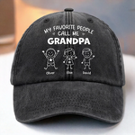 Custom Name Grandpa Gifts for Grandfathers - Personalized Washed Baseball Cap