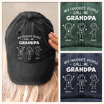 Custom Name Grandpa Gifts for Grandfathers - Personalized Washed Baseball Cap