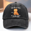 Custom Vintage Washed Denim Baseball Cap - Personalized Birthday Gifts For Cat Lovers, Cat Mom And Dad - All Hail The Fluff King