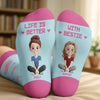 Custom Crew Socks - Personalized Best Friend Birthday Gifts For Women, Besties, Sisters, BFF - Life Is Better