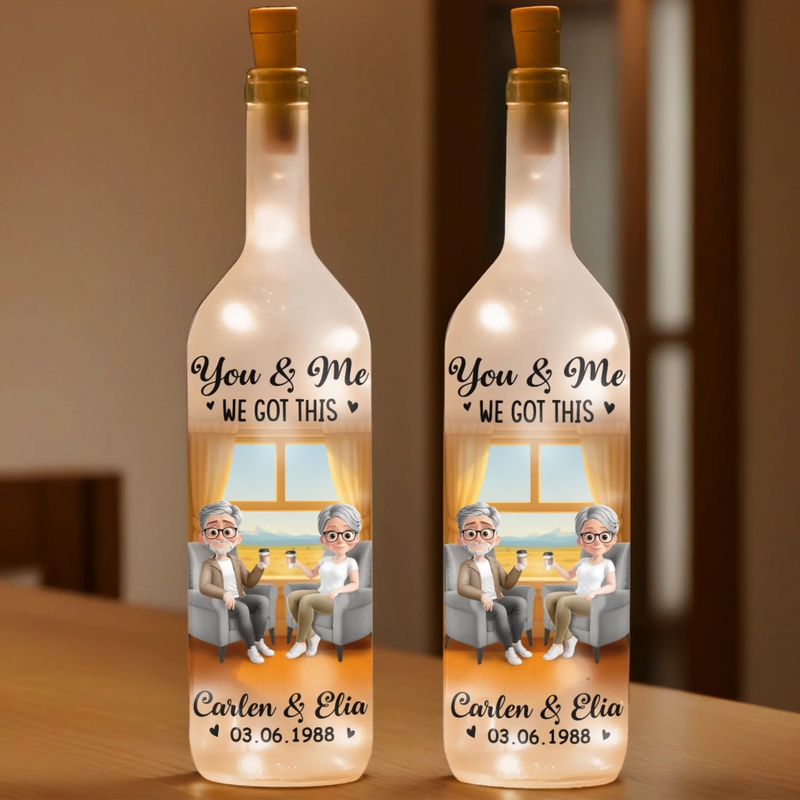 Custom Name Anniversary Gifts for Couples - Personalized Bottle Lamp