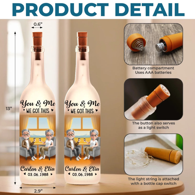 Custom Name Anniversary Gifts for Couples - Personalized Bottle Lamp