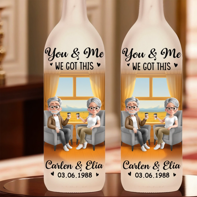 Custom Name Anniversary Gifts for Couples - Personalized Bottle Lamp