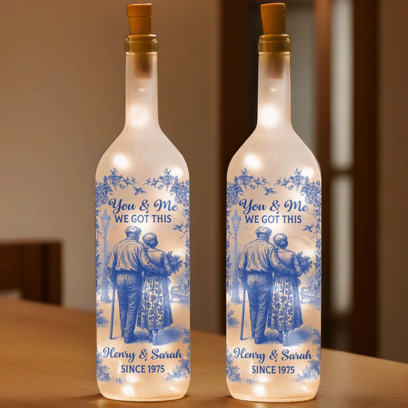 Custom Bottle Lamp - Personalized Anniversary Wedding Gifts For Husband And Wife, Him And Her - Love From First Kiss To Forever
