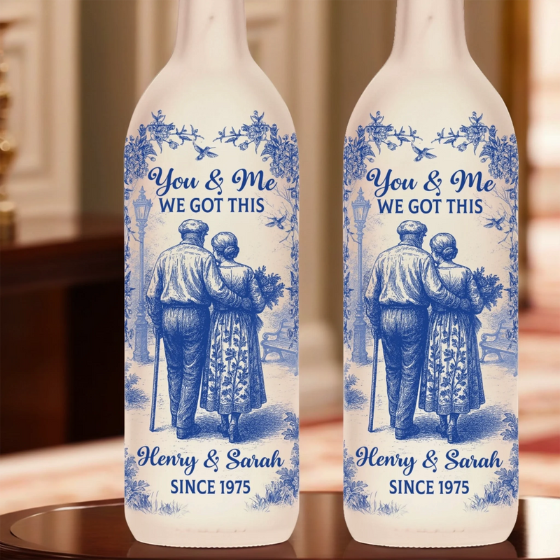Custom Bottle Lamp - Personalized Anniversary Wedding Gifts For Husband And Wife, Him And Her - Love From First Kiss To Forever