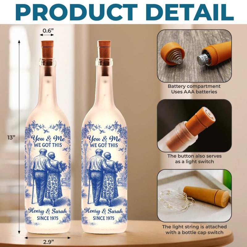 Custom Bottle Lamp - Personalized Anniversary Wedding Gifts For Husband And Wife, Him And Her - Love From First Kiss To Forever