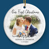 Custom Photo Our First Year Together - Couple Personalized Custom Ornament - Ceramic Round Shaped - Christmas Gift For Husband Wife, Anniversary, First Christmas