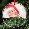 Custom Photo Welcome To The World - Family Personalized Custom Circle Glass Ornament - Christmas Gift For Baby Kids, Newborn Baby
