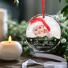 Custom Photo Welcome To The World - Family Personalized Custom Circle Glass Ornament - Christmas Gift For Baby Kids, Newborn Baby