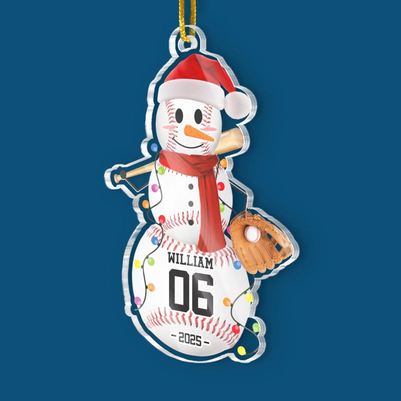Custom Name Baseball Snowman Christmas Gifts for Baseball Players - Personalized Ornament