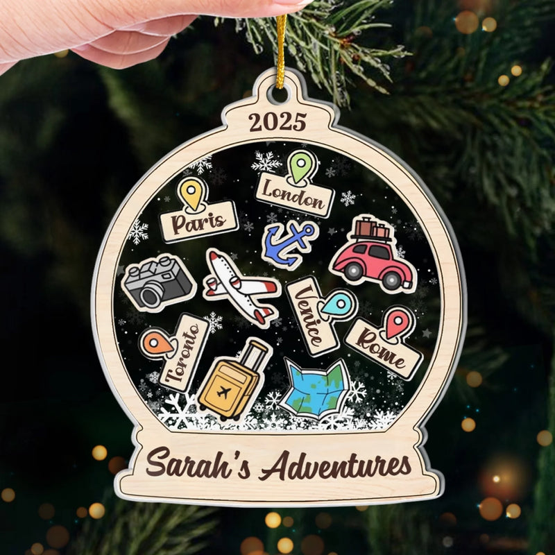 Custom Name Travel Adventure Christmas Gifts - Personalized Ornament