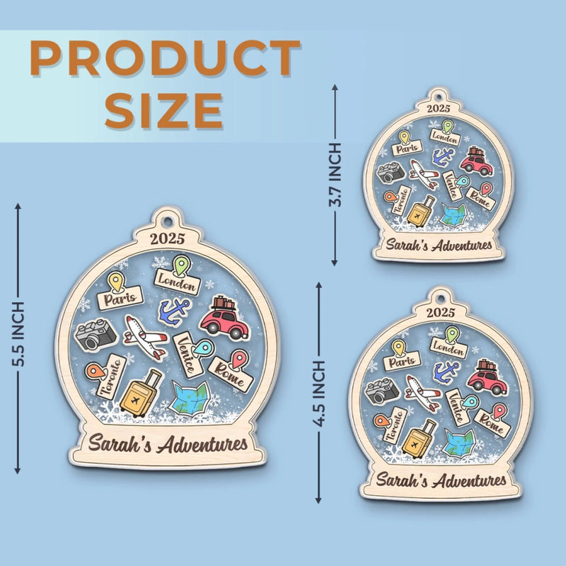 Custom Name Travel Adventure Christmas Gifts - Personalized Ornament