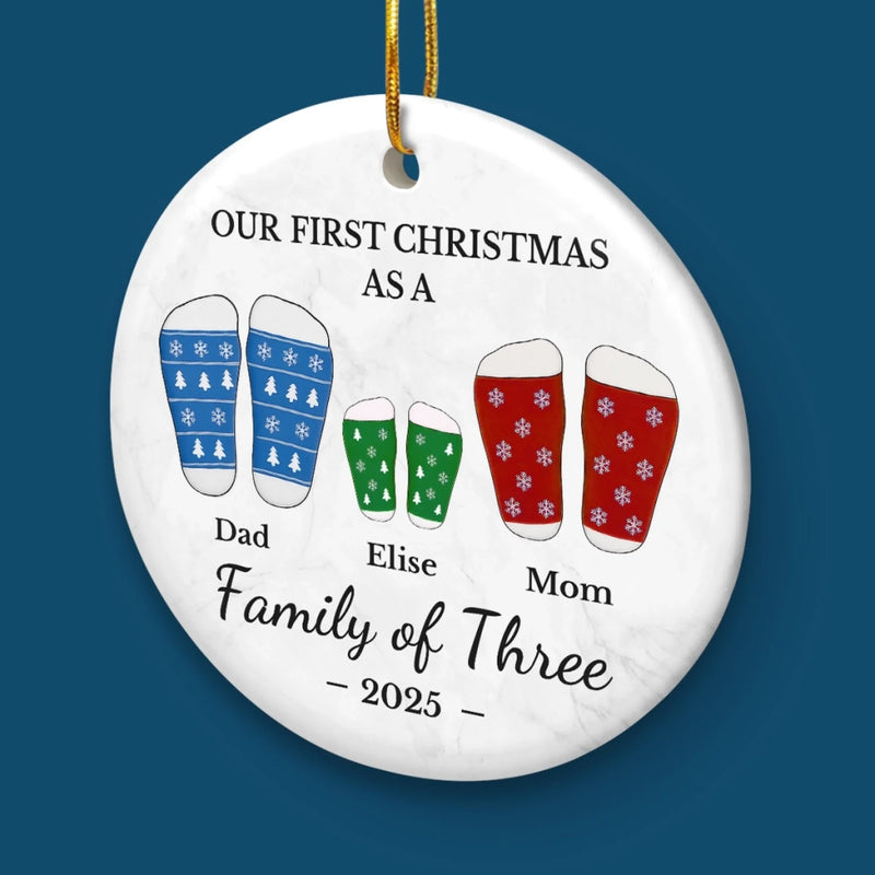 Custom Ceramic Ornament - Personalized Christmas Birthday Gifts For Mom, Dad, Kids - Cheers To Our First Christmas Together