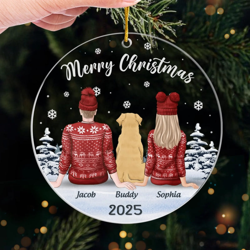 A Perfect Keepsake For The Couple Who Loves Their Pets - Dog & Cat Personalized Custom Ornament - Acrylic Custom Shaped - Christmas Gift For Pet Owners, Pet Lovers