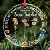 Custom Circle Glass Ornament - Personalized Christmas Best Friend Birthday Gifts For Women, Besties, Sisters, BFF - Unique Flowers One Garden Sisters