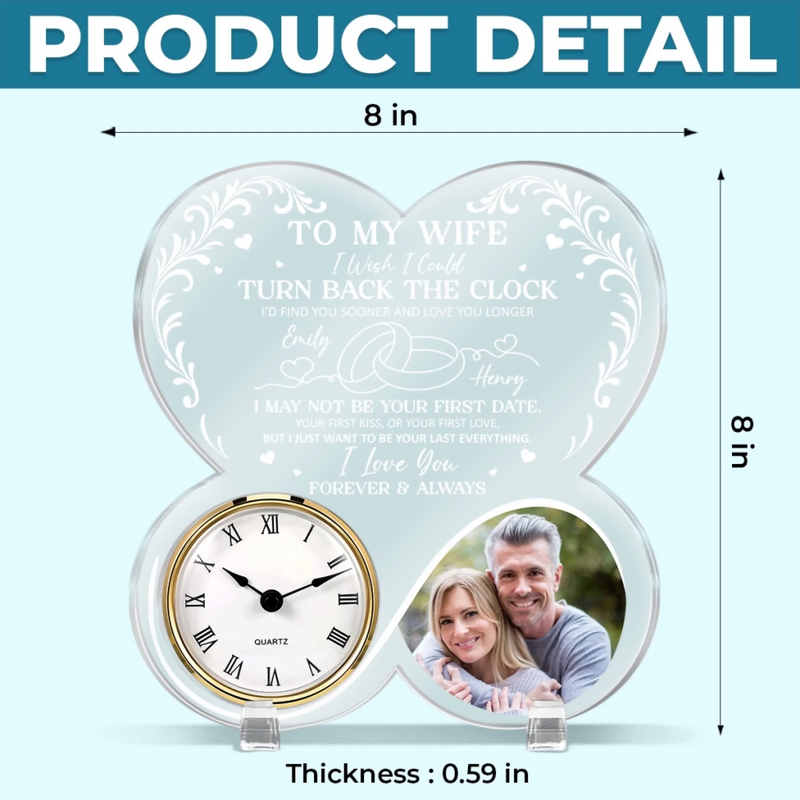 Custom Photo Acrylic Desk Clock - Personalized Anniversary Wedding Gifts For Husband And Wife, Him And Her - From Sunrise To Sunset, You’re My Always