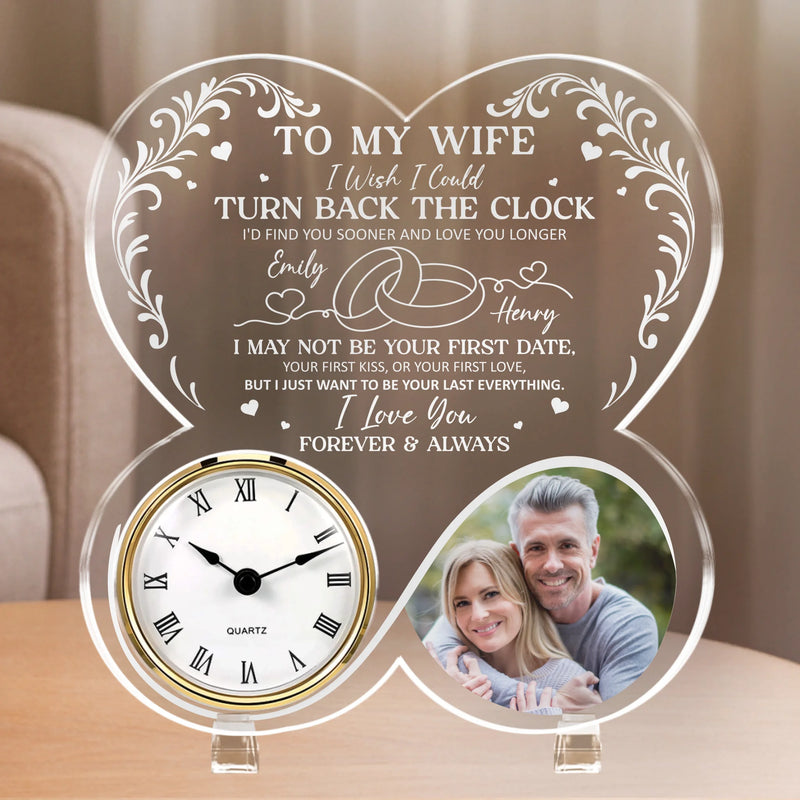 Custom Photo Acrylic Desk Clock - Personalized Anniversary Wedding Gifts For Husband And Wife, Him And Her - From Sunrise To Sunset, You’re My Always