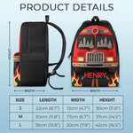 Custom Name Fire Truck Gifts for Kids - Personalized Kid Backpack