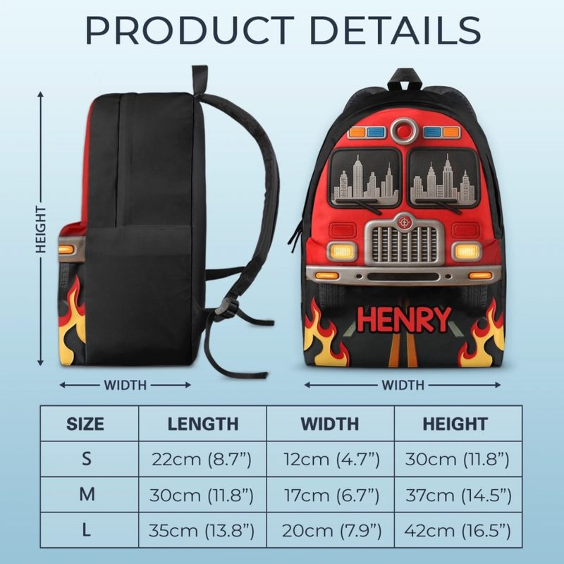 Custom Kids Backpack - Personalized Back To School Gifts For Kids - Racing To Save The Day