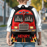 Custom Name Fire Truck Gifts for Kids - Personalized Kid Backpack