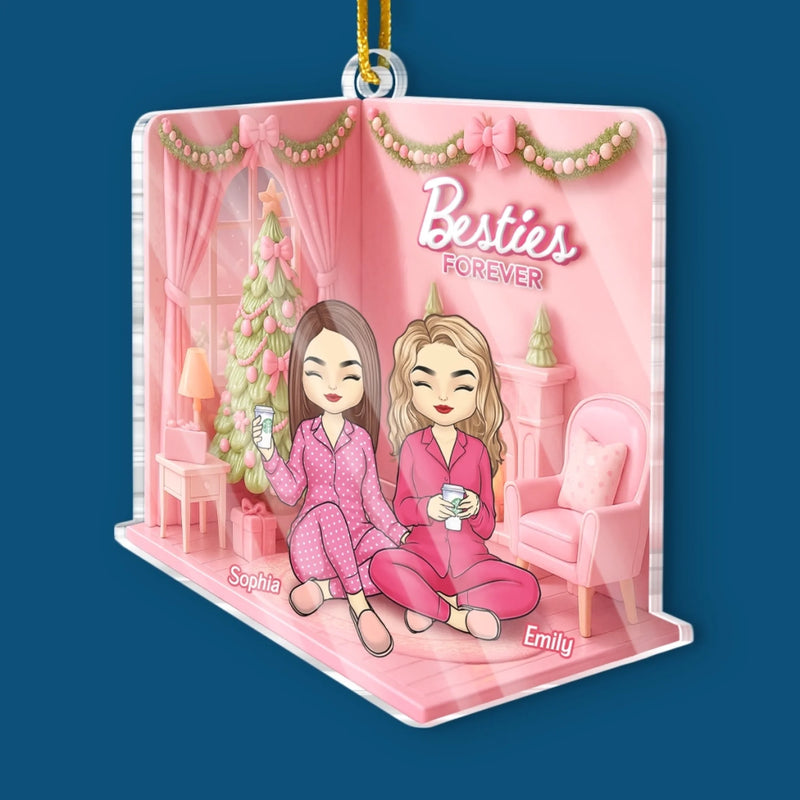 Custom Acrylic Ornament - Personalized Best Friend Birthday Gifts For Women, Besties, Sisters, BFF - Cozy Nights With Bestie