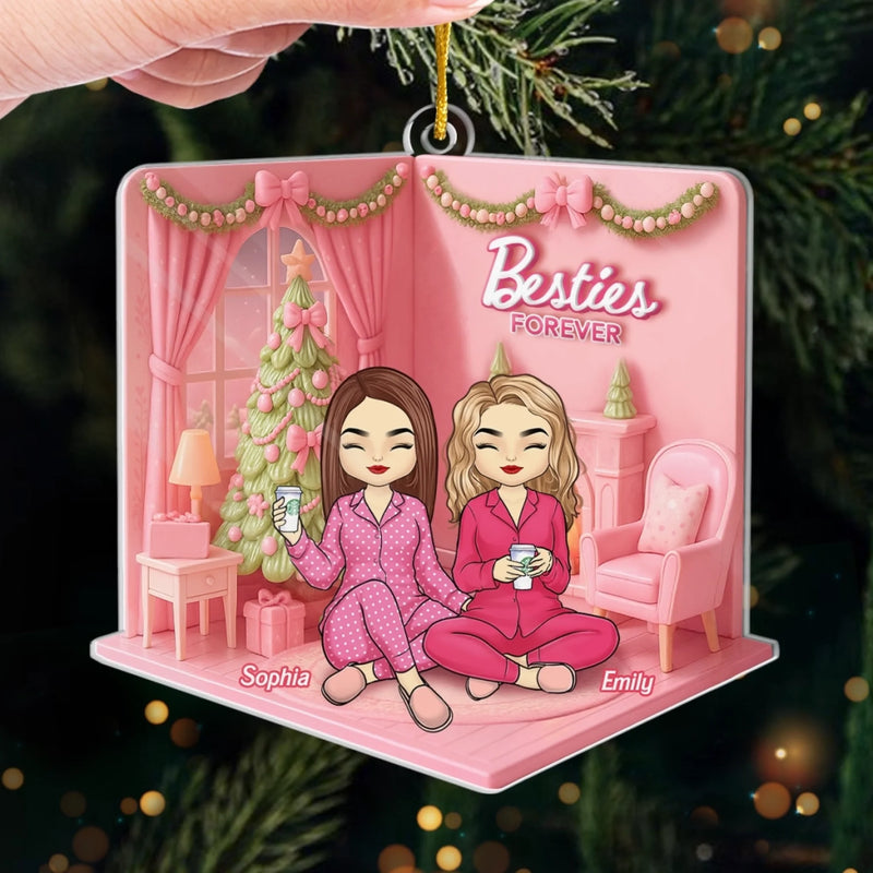 Custom Acrylic Ornament - Personalized Best Friend Birthday Gifts For Women, Besties, Sisters, BFF - Cozy Nights With Bestie