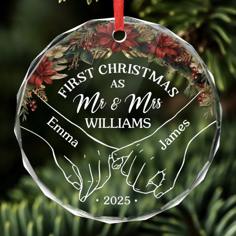 First Christmas Together - Couple Personalized Custom Circle Glass Ornament - Christmas Gift For Husband Wife, Anniversary, First Christmas