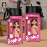 Custom Name Back to School Gifts for Girls - Personalized Kid Water Bottle