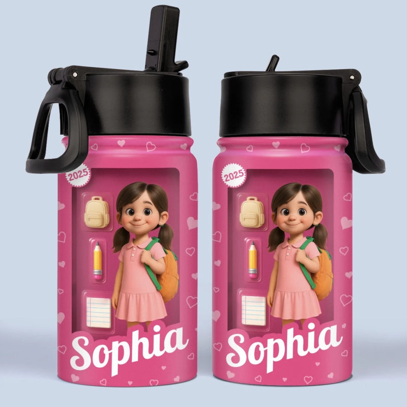 Custom Photo 3D Inflated Effect Printed Kids Water Bottle - Personalized Back To School Gifts For Kids - Let’s Make This School Year Magical