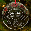 First Christmas Together - Couple Personalized Custom Circle Glass Ornament - Christmas Gift For Husband Wife, Anniversary, First Christmas