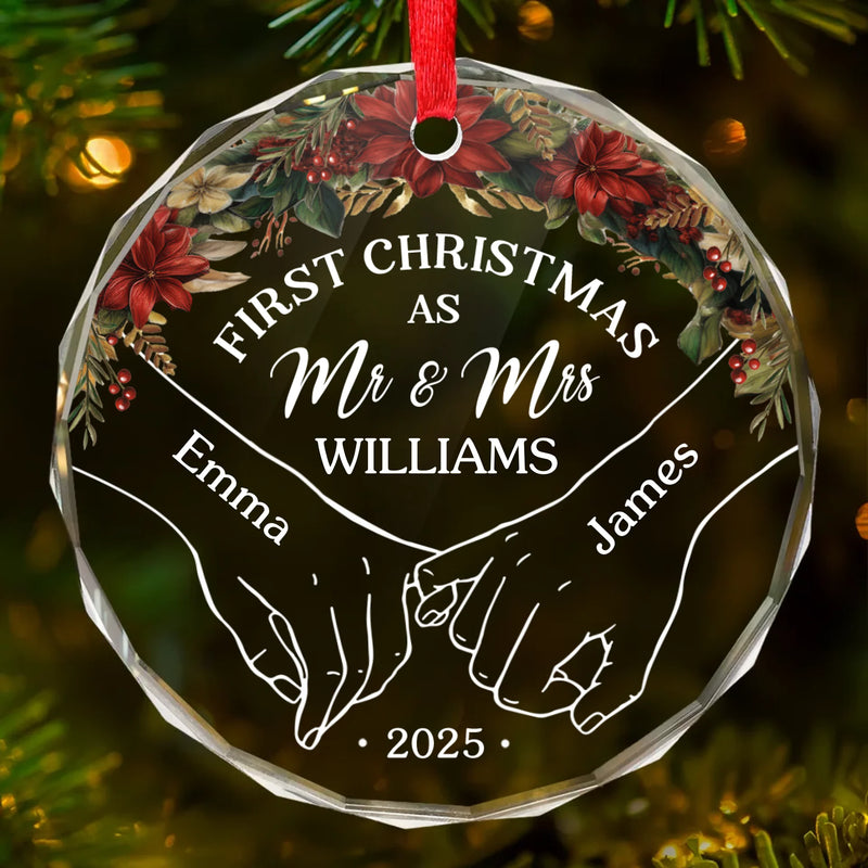 First Christmas Together - Couple Personalized Custom Circle Glass Ornament - Christmas Gift For Husband Wife, Anniversary, First Christmas