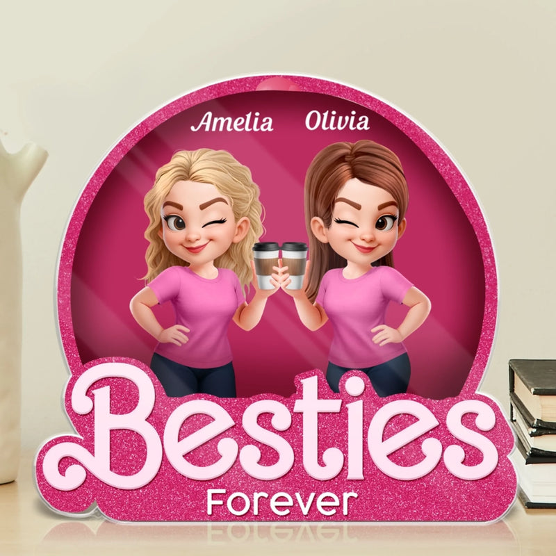 Custom Acrylic Plaque - Personalized Best Friend Birthday Gifts For Women, Besties, Sisters, BFF - Besties Forever Side By Side