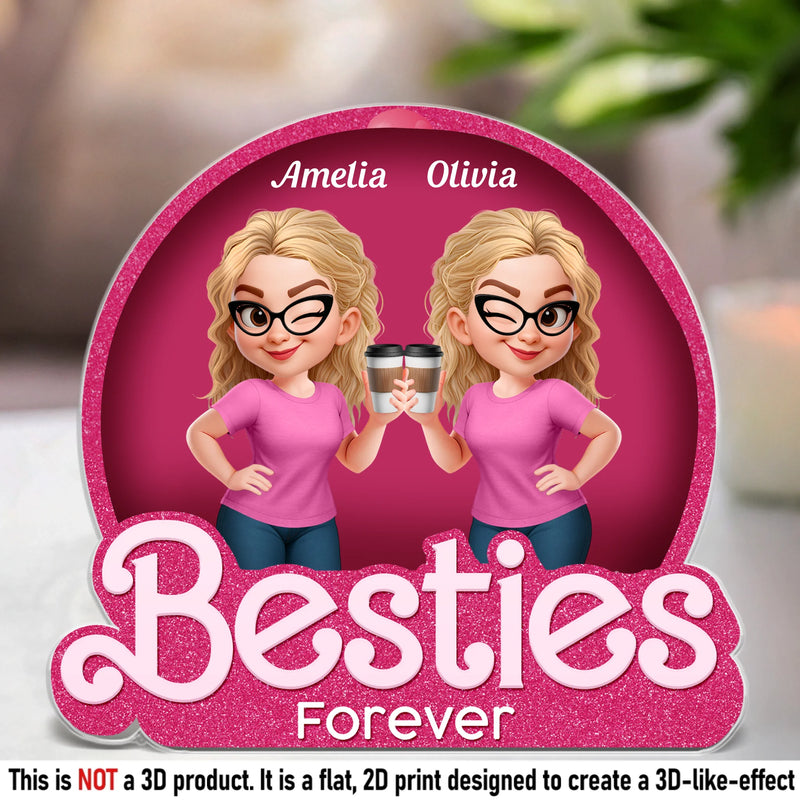 Custom Acrylic Plaque - Personalized Best Friend Birthday Gifts For Women, Besties, Sisters, BFF - Besties Forever Side By Side
