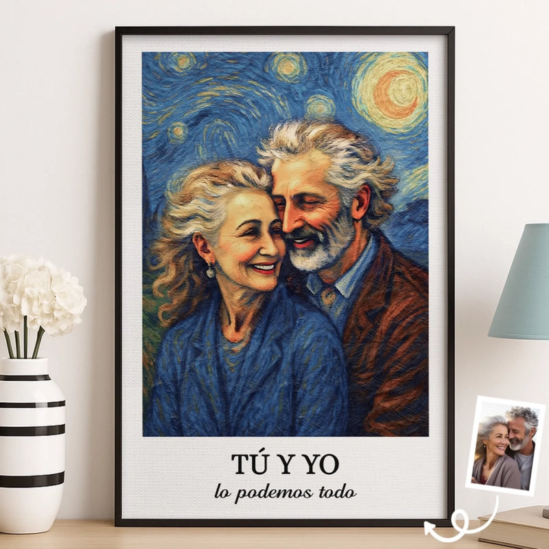 Poster Vertical con Foto Personalizada - Regalos Personalizados de Aniversario y Boda para Esposo y Esposa, El y Ella - Contigo Todo Es Mejor