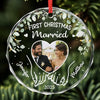 Custom Photo Circle Glass Ornament - Personalized Anniversary Christmas Wedding Gifts For Husband And Wife, Him And Her - Wrapped In Love, Tied With Joy