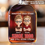 Custom Name Anniversary Gifts for Couples - Personalized Round Whiskey Bottle