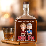 Custom Name Anniversary Gifts for Couples - Personalized Round Whiskey Bottle
