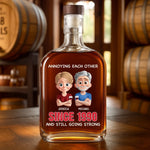 Custom Name Anniversary Gifts for Couples - Personalized Round Whiskey Bottle