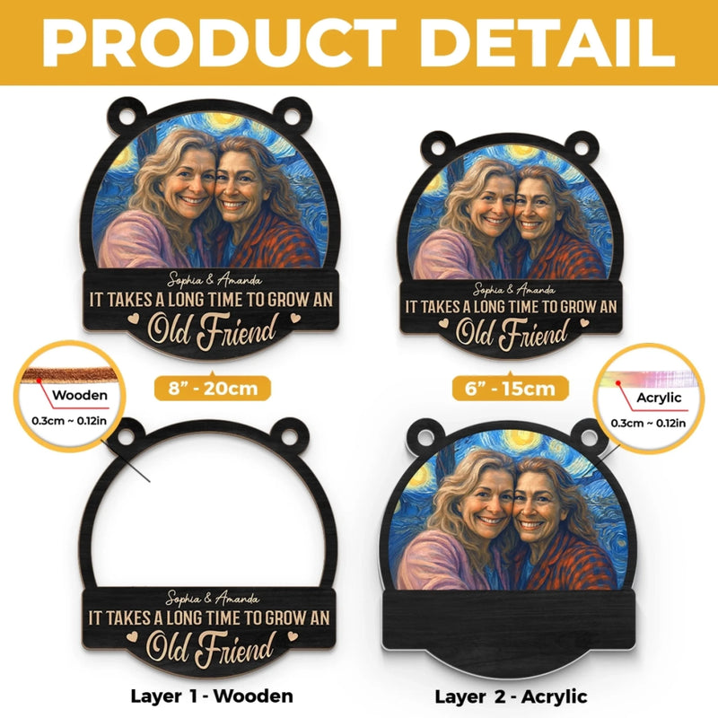 Custom Photo Window Hanging Suncatcher Ornament - Personalized Best Friend Birthday Gifts For Women, Besties, Sisters, BFF - Friends Who Shine Together